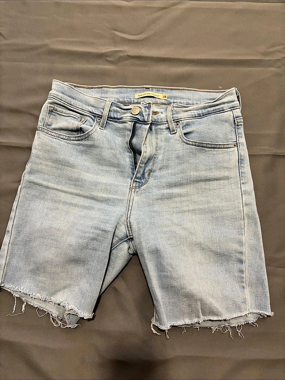 Levi's 724 High Rise Straight Shorts Denim Jean Shorts Blue Waist 28